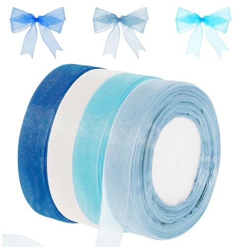 Organzaband, 4 Stück Organzaband, 45m x 2cm Blaues Geschenkverpackungsband, Transluzentes Schleifenband, Chiffon Geschenkband, Durchscheinend Geschenkband, für Hochzeit, Party Dekorationen Organzaband, 4 Stück Organzaband, 45m x 2cm Blaues Geschenkverpackungsband, Transluzentes Schleifenband, Chiffon Geschenkband, Durchscheinend Geschenkband, für Hochzeit, Party Dekorationen von Aarcyye
