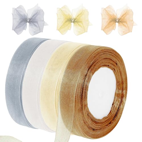 Organzaband, 4 Stück Organzaband, 45m x 2cm Geschenkverpackungsband in gemischter Farbe, Durchscheinend Festes Farbband, Tüllband, Dekoband, für Geschenkverpackungen, Hochzeitseinladungen Organzaband, 4 Stück Organzaband, 45m x 2cm Geschenkverpackungsband in gemischter Farbe, Durchscheinend Festes Farbband, Tüllband, Dekoband, für Geschenkverpackungen, Hochzeitseinladungen von Aarcyye