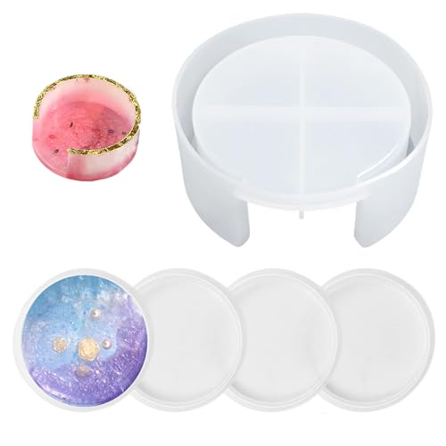 Untersetzer Silikonform Set, 5 Stücke Rund Epoxidharz Formen Silikonform Untersetzer, Silikon Form Tablett, für die Heimdekoration, DIY Home kitchenware Tabletts von Aarcyye