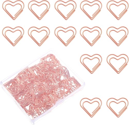 100 Stück Herz-Büroklammern, Liebesherzform, kleine Clips, Edelstahl-Metall-Papierklemmen, rotgold, niedliche Büroklammern für Dokumente, Notizen, Hochzeitsdekoration, Basteln 100 Stück Herz-Büroklammern, Liebesherzform, kleine Clips, Edelstahl-Metall-Papierklemmen, rotgold, niedliche Büroklammern für Dokumente, Notizen, Hochzeitsdekoration, Basteln von Aasipsuo