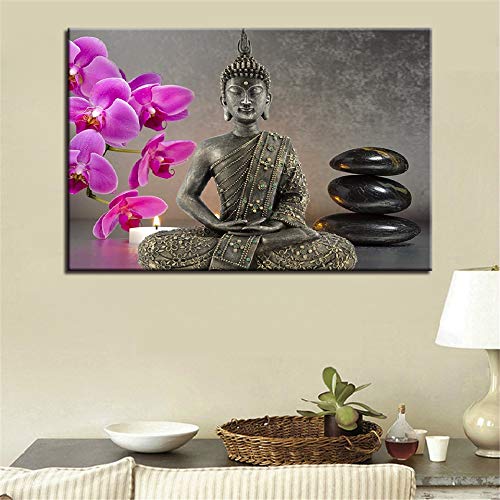 DIY Malen nach Zahlen Buddha Statue Bild Orchidee Kerze Steinmalerei diy malen nach zahlen erwachsene landsch Mit Pinsel und Acrylfarbe Erwachsenenfarbe nach Zahlen Kits Kunst50x70cm(Kein Rahmen) von Aaubsk