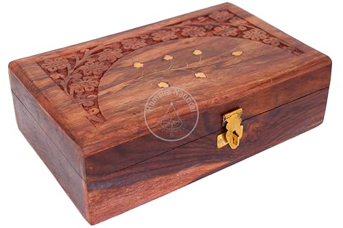 Aayraa Nautical Handgefertigte Schmuckschatulle aus Mangoholz, Baum des Lebens, dekorativer Aufbewahrungs-Organizer mit Flammen-Finish, Andenken-Etui für Männer und Frauen Aayraa Nautical Handgefertigte Schmuckschatulle aus Mangoholz, Baum des Lebens, dekorativer Aufbewahrungs-Organizer mit Flammen-Finish, Andenken-Etui für Männer und Frauen von Aayraa Nautical