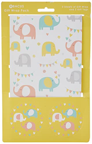 Abacus 10007A "Elephant Fun" Geschenkpapier-Set mit 2 Bögen/Anhängern, vollständig recycelbar, 500 mm x 700 mm Abacus 10007A "Elephant Fun" Geschenkpapier-Set mit 2 Bögen/Anhängern, vollständig recycelbar, 500 mm x 700 mm von Abacus