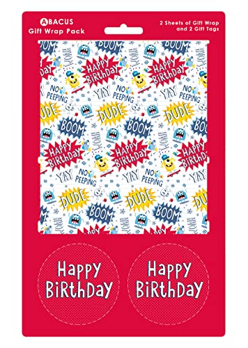 Abacus Cards 08772A Geschenkpapier-Set mit 2 Bögen und 2 Etiketten, plastikfrei und vollständig recycelbar Abacus Cards 08772A Geschenkpapier-Set mit 2 Bögen und 2 Etiketten, plastikfrei und vollständig recycelbar von Abacus