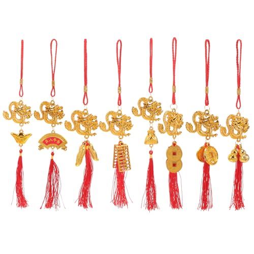 10St Golddekor Drachen-Maskottchen-Ornament Drachen-Quasten-Anhänger neujahr feng Shui anhänger Dekorationen für das Jahr des Drachen 2024 Silvester-Quaste-Anhänger neujahrsschmuck Abaodam von Abaodam
