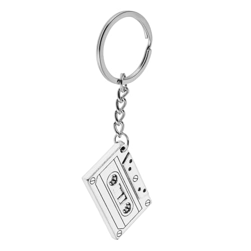 5 Stück Teiliges Vintage Kassetten Schlüsselanhänger mit Halskette für Retro Schmuck für Jahre Mottopartys Langlebiges und Modisches Accessoire Legierung von Abaodam