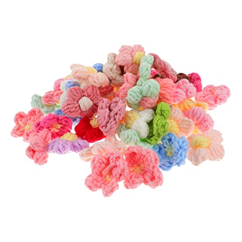 50Stücke Häkelblumen Aufnäher Dekorative Kleidungsflicken Blumenform Wollgarn Material für DIY Basteln für Kleidung Taschen und Kunsthandwerk Zufällige Farben von Abaodam