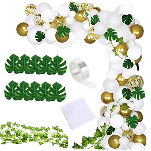 Abaodam Gold Weiß Grün Party Luftballons 124 Stücke Set Rattan Monstera Pflanze Für Feiern von Abaodam