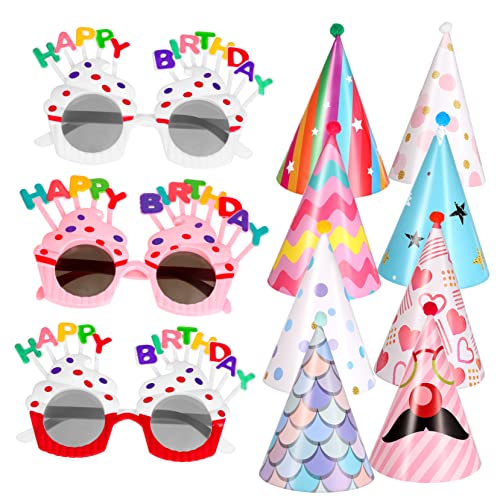 Abaodam 1 Satz Geburtstagsbrille Party-partyhüte Und -gläser Für Kinder Geburtstagshüte Und -brillen Sonnenbrille Kegelhut Feier-requisite Stirnband Schlagdrache: Kunststoff Clown von Abaodam