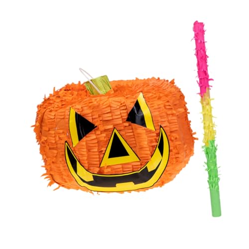 Abaodam 1 Satz Kürbis Piñata mit Schläger für Halloween Partys Füllbare Deko Attraktion für Feiern und Zusammenkünfte Leicht und Dekorativ Sorgt für Festliche von Abaodam