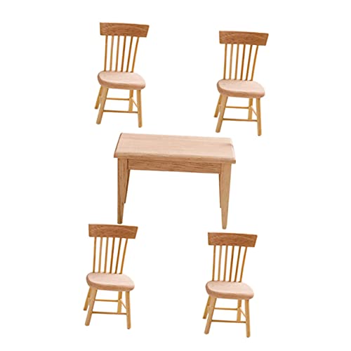 Abaodam 1 Satz Puppenstubenstuhl Spielzeuge Dekorativer Mini-Schreibtisch Kleines Accessoire Stuhlfiguren Tischform Stuhl Spielzeug Mini-esstisch Holzfiguren Hölzern Kleine Komponente von Abaodam