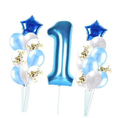 Abaodam 1 Satz Zahlenballon Blaue Luftballons Zahlen Luftballon Blauer Anzug Säuglingsanzug Blitzanzug Partyballon Geburtstagsballon Geburtstagsfeier Versorgung Baby Junge Das Banner von Abaodam