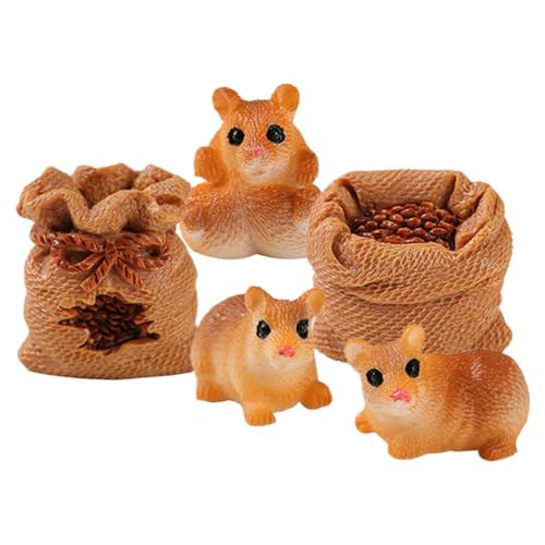 1 Set Mini-Hamster-Figuren Mit Futterbeutel Modell-Puppenhaus Ratte Mini-Tiere Miniatur-Mäuse -Figur Tortenaufsatz Für Feengarten Topf Mini- -Dekorationen von Abaodam