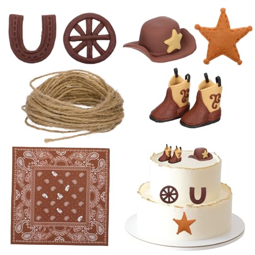 Abaodam 1 Set Party Kuchendekoration Cowgirl Kuchenaufsatz Cowboy Babyparty Dekorationen Cowboy Party Dekorationen Western Party Dekorationen Cowboy Kuchenaufsatz Cowboy Kuchendekor von Abaodam
