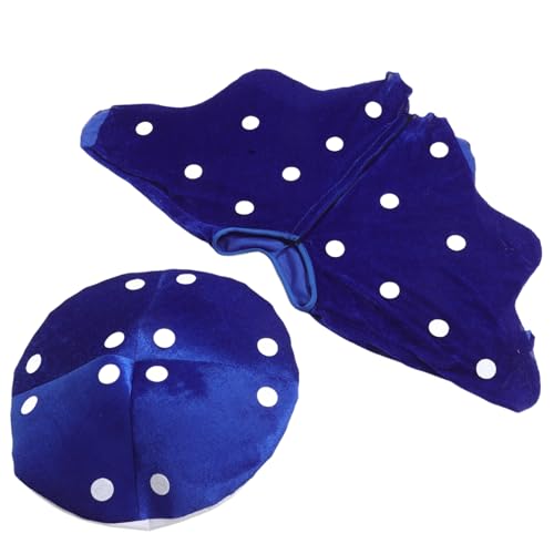 Abaodam 1 Set Pilzhut Schal Set Pilze Hat Pilzkostüm Blumenkostüm Erwachsene Partyhüte Pilzhut Cosplay Pilzhut Kostüm Frauen Roter Pilzhut Kapuze Blaues Tuch von Abaodam
