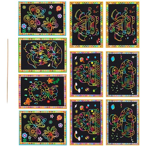 Abaodam 10 Stück Kratzbuch Partygeschenke Kratzkarten Kunsthandwerk DIY Karten Kratzkarten Zeichnen Graffiti Handbemaltes Kratzkartenpapier Abaodam 10 Stück Kratzbuch Partygeschenke Kratzkarten Kunsthandwerk DIY Karten Kratzkarten Zeichnen Graffiti Handbemaltes Kratzkartenpapier von Abaodam