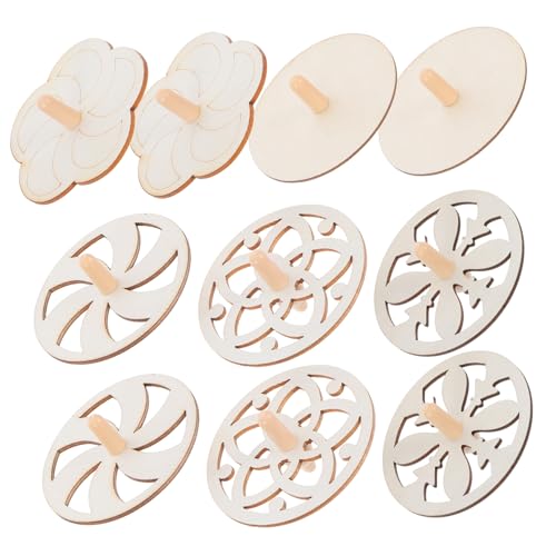 Abaodam 10 Stück Kreiselspielzeug für DIY Malerei Kinderspielzeug Top- Sich drehender Kreisel Kinderoberteile tragbares Kinderspielzeug Gyro - Holz Beige von Abaodam