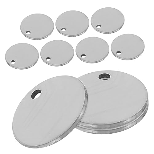Abaodam 10 Stück Leere Hundemarke Stanzen von Rohlingen runde Stanzrohlinge Gravurrohlinge wichtelstempelset metallstempel gravierte Hundemarke leerer Tag-Anhänger Rostfreier Stahl Silver von Abaodam