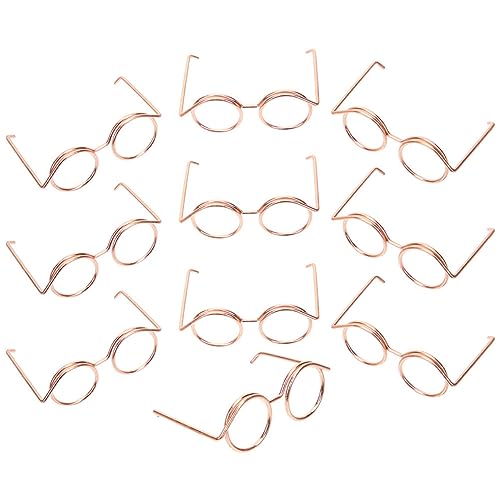 Abaodam 10 Stück Mini Puppenbrille aus Metall Roségoldene Brille ohne Gläser für Puppen Perfektes Kostümzubehör und Kreative DIY Requisiten von Abaodam