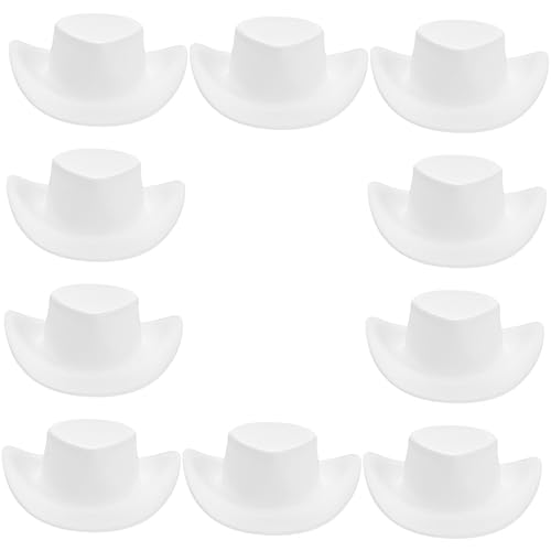 Abaodam 10 Stück Miniatur Cowboyhüte aus Kunststoff für Puppen DIY Mini Hüte für Kreative Projekte Partydekoration und Zubehör für Puppenhaus Stilvolle und Langlebige Puppenhüte für von Abaodam