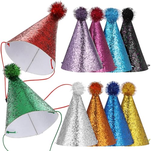 Abaodam 10 Stück -Partyhüte Glitzernde Kegelhüte Mit Bommel Bunte Geburtstags-Papierhüte Für Kinder Erwachsene Geburtstag Partyzubehör Abaodam 10 Stück -Partyhüte Glitzernde Kegelhüte Mit Bommel Bunte Geburtstags-Papierhüte Für Kinder Erwachsene Geburtstag Partyzubehör von Abaodam