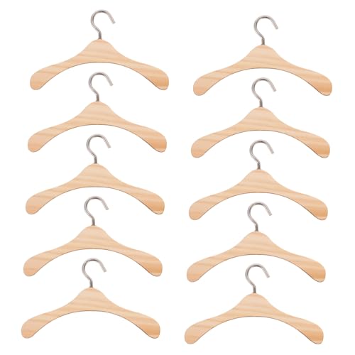 Abaodam 10 Stück Puppenaufhänger Aus Holz -kleiderbügel Puppenkleidung Kleiderbügel Für Babys Puppenständer Puppen Kleiderbügel Für Babypuppen Puppen-Outfit Brown Hölzern von Abaodam