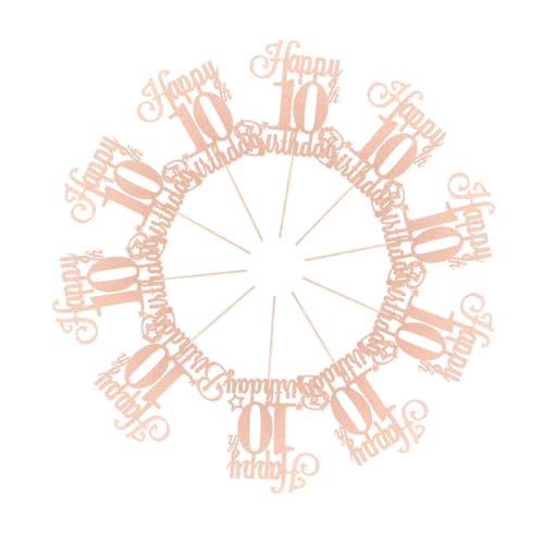 Abaodam 10 Stück Teiliges Geburtstags Cupcake Toppers mit Glitzerzahlen Einfache Kuchen Cupcake-deko für Jubiläums Geburtstagsfeiern Rosa Geburtstagszahldekoration von Abaodam