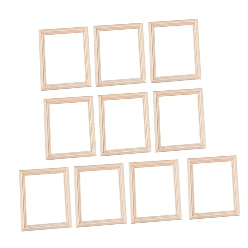 Abaodam 10 Stück Teiliges Mini Holz Bilderrahmen Handgefertigte Miniatur Fotorahmen für Puppenhaus Deko Natürliche Holzoptik Kreative Bastelrahmen Leicht und Detailreich Gestaltet von Abaodam