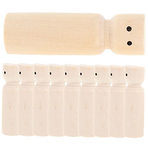 Abaodam 10 Stück Teiliges Unbemalte Holz Peg Puppen Glatte Oberfläche DIY Bastelset für Bemalbare Holzfiguren zum Kreativen Gestalten und Dekorieren von Abaodam