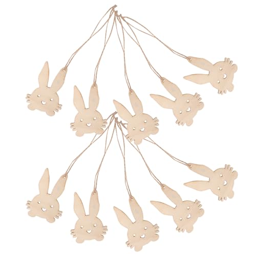 Abaodam 10 Stück Unvollendete Holz Hasen Formen Diy Bastelmaterial für Ostern Malprojekte Vielseitige Holzanhänger für Dekoration und Feiern von Abaodam