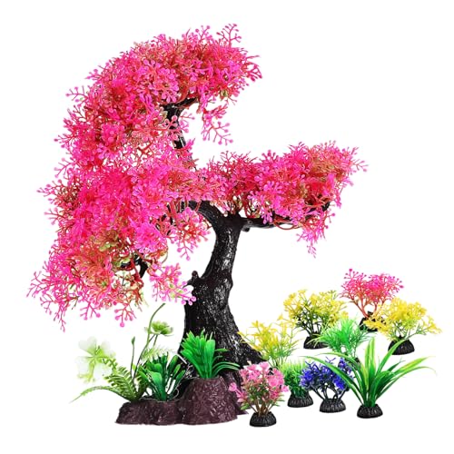 Abaodam 10 Stück Wassergras Kunststoffgras Kiefer Aquarium Panzer Saugnäpfe Dekorationen Für Aquarien Terrarienset Fischschalen Zubehör Für Aquarien Saugnapf-Clips Rosa Plastik von Abaodam