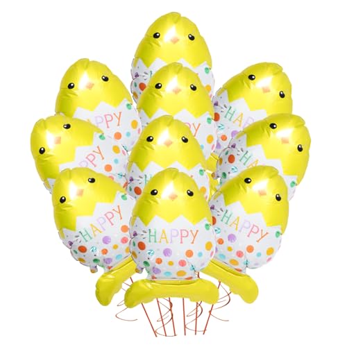 Abaodam 10 Stück Ostereier-förmige Folienballons Im Hühner-stil Stehend Osterdekoration Für Feiern von Abaodam