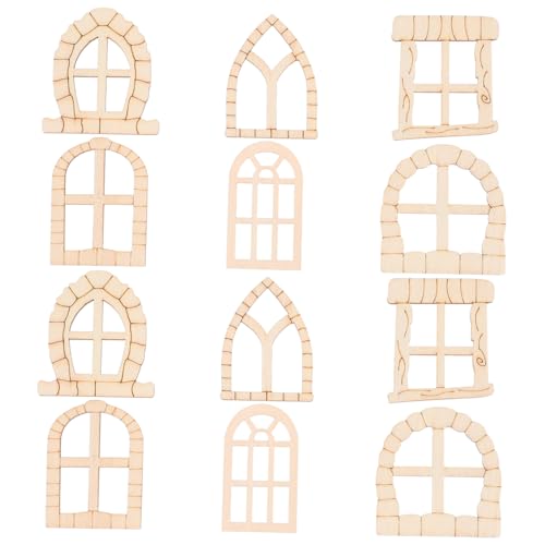 Abaodam 100 Stück Feentüren Gartentür Unbehandeltes Holz Feentüren Fensterdekorationen Tür Und Fensterzubehör Gartenornamente Mini Möbel Fenster Feentür Basteln Beige Holz von Abaodam