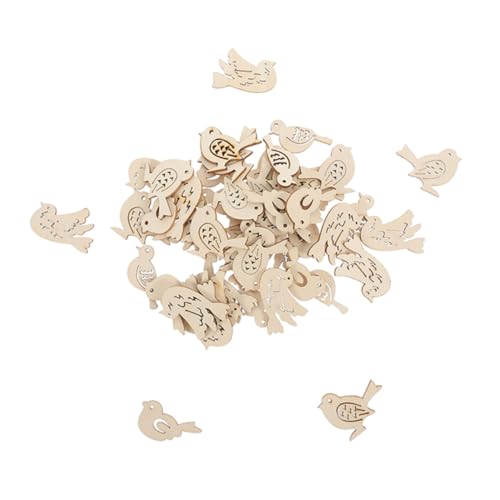 Abaodam 100 Stück Holz Vogel Anhänger Unbehandelte Holzscheiben Bastelsets für Kreative DIY Projekte Kindergarten Handwerk Kreativität und Geschicklichkeit Holz Deko von Abaodam