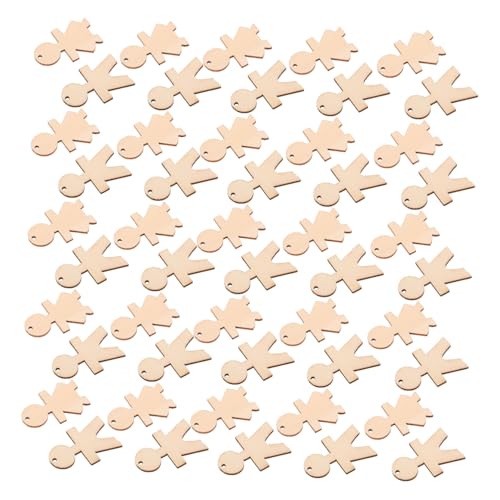Abaodam 100 Stück Teiliges Holzfiguren Jungen Mädchen Formen Unbemalte Holzscheiben Bastel Dekorationschips Natürliche Holzmaterialien Kreative DIY Anhänger für Bastelprojekte von Abaodam
