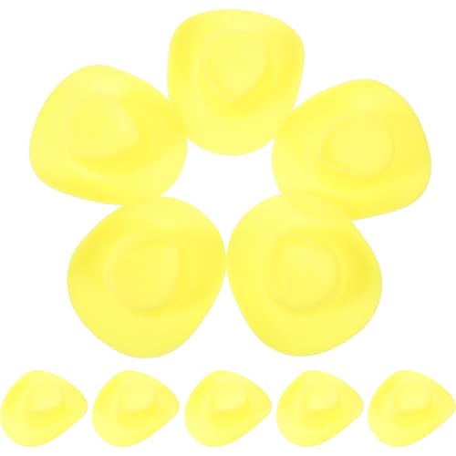 Abaodam 10St Mini-Cowboyhut doll Accessories Kleiner Zylinder Babymütze weißer Hut Mini-Hüte Rosa Hut Mini-Cowgirl-Hüte für Getränke Puppenhauslieferungen Puppenhüte Plastik Yellow von Abaodam