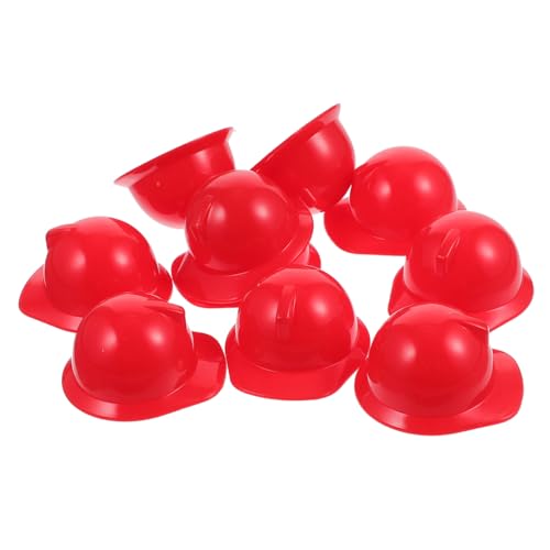 Abaodam 10st Mini-spielzeughelm Modell Spielzeugpuppenhelm (10 Helme in Leuchtendem Rot) Weißer Flaschenverschluss Mini-bauhüte Puppenhut-dekor Kleine Hüte Kleiner Helm Abs Pack Baby von Abaodam