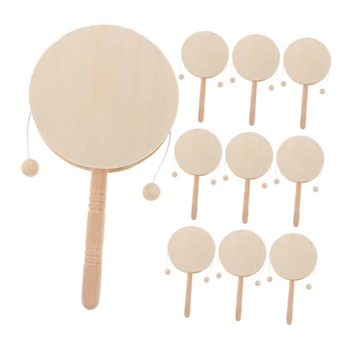 Abaodam 10stücke Spaß Zum Selbermachen Unbemalte Holzrasseltrommeln Zum Bemalen DIY-handtrommelinstrumente Für Junge Mädchen Aus Unbehandeltem Holz Für Künstlerische Aktivitäten Und Frühes von Abaodam