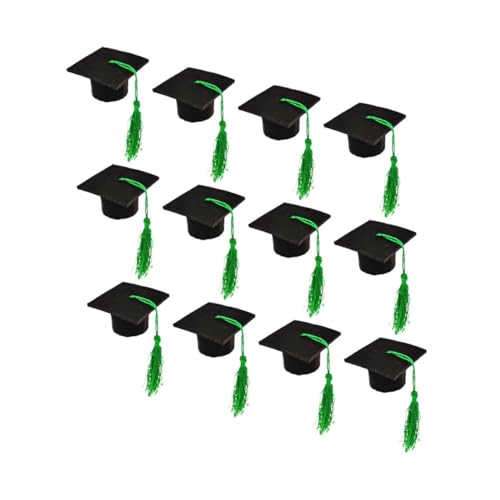 Abaodam 12 Stück Arzt Hut Dekoration Abschlusskappen mit Quaste Abschlusshut-Kuchendekoration Hochzeit Und Abschlusshut für Weinflasche Abschlusshut Glas Topper Vlies Green von Abaodam