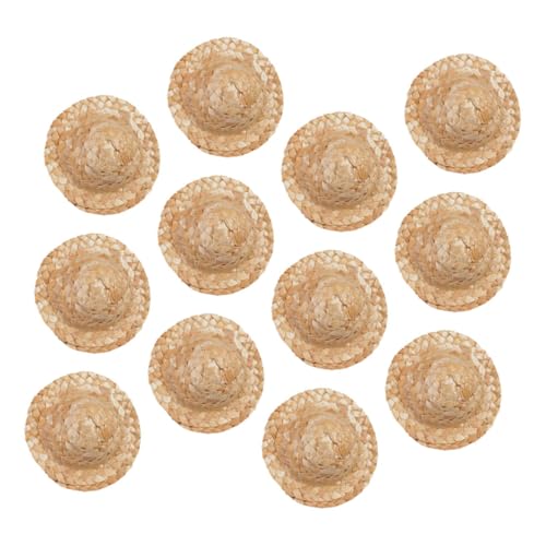Abaodam 12 Stück Teiliges Handgewebter Mini Strohhüte Filigrane Handgefertigte Winzige Puppenhüte Dekorative Kleine Hüte für DIY Bastelprojekte Puppenhaus Deko Partyaccessoires von Abaodam