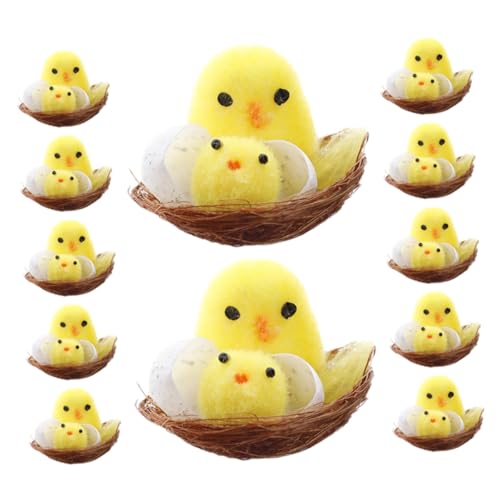 Abaodam 12 Stück Teiliges Mini Flauschige Osterdeko mit Nest Niedliche Partydekoration für Frühling Charmante Hühner Figuren als und Wohnaccessoire Abaodam 12 Stück Teiliges Mini Flauschige Osterdeko mit Nest Niedliche Partydekoration für Frühling Charmante Hühner Figuren als und Wohnaccessoire von Abaodam