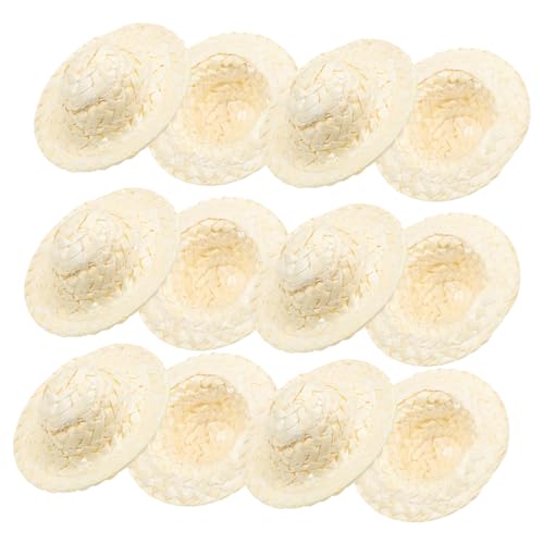 Abaodam 12 Stück Teiliges Mini Woven Straw Hats Handgefertigte Dekoration für Puppen und Diy Projekte Süße Mini Hüte für Kreative Bastelarbeiten und Fotografie von Abaodam