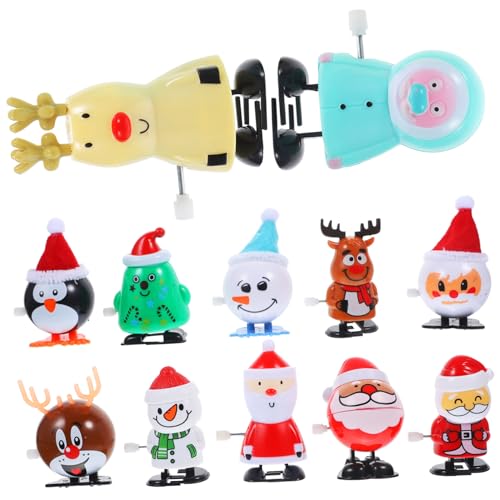 Abaodam 12 Stück Teiliges Weihnachts Aufziehspielzeug mit für Bunte Lustige Cartoon Figuren Batteriefrei Fördert Koordination und Fantasie Party Mitgebsel von Abaodam