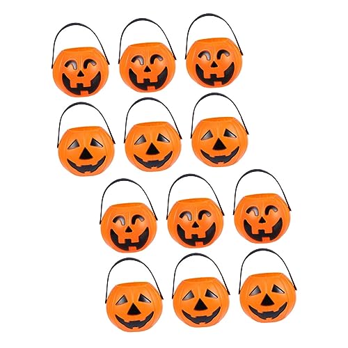 Abaodam 12 Stück Tragbarer Kürbiseimer Halloween -dekorationen Mini-kürbis Halloween-tischdekoration Halloween-schlauchboote Kürbisfledermaus-türornament Kürbis- Gefälscht Plastik von Abaodam