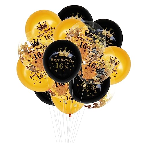Abaodam 15st Geburtstag Luftballons Schwarzes Akzentdekor 16 Jährige Geburtstagsdekoration Geburtstagsfeier Kulisse Konfetti Geburtstagsballons Kranz Dekor Emulsion Anzahl Kombination von Abaodam