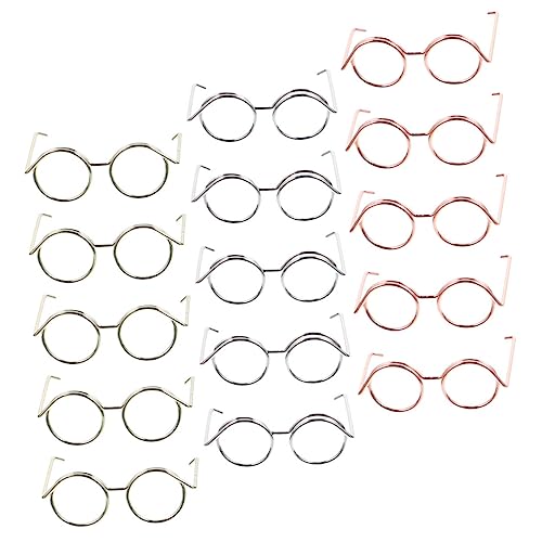 Abaodam 15stücke Teiliges Puppenbrillen-Set Aus Metall Mit Draht-Rand Eyewear Für Puppen Brillen Roségold Silber Und Gold Für Kostüme Und Kreative Bastelprojekte von Abaodam