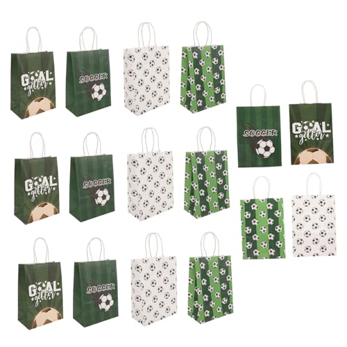 Abaodam 16 Stück Geschenktüte mit Fußballmotiv Süßigkeitenbehälter Partytüten, Sportpartygeschenk Fußball-Partytaschen gesteckt Fußballgeschenke Partytüten für Papier von Abaodam