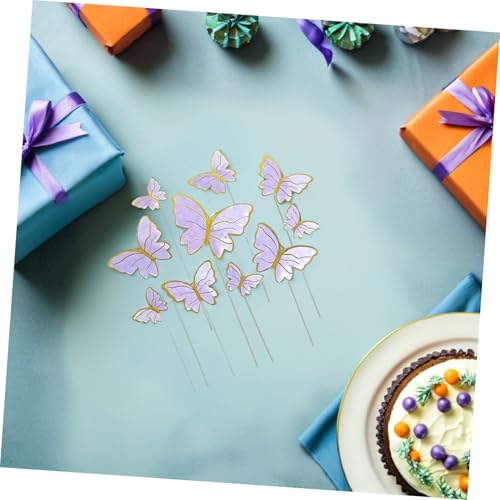 Abaodam 160 Stück Teiliges Schmetterling Cake Topper mit Gold-violetten Streifen Vielseitige Tortendeko für Geburtstag Shower Hochzeit Einfach zu Platzieren Passend für Kuchen Muffins von Abaodam