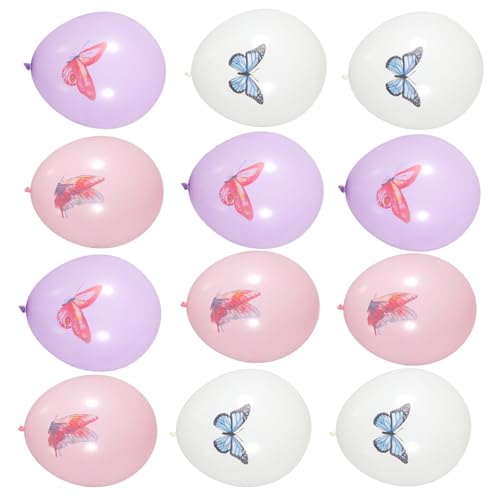 Abaodam 18 Stück Schmetterlings-Partyballons hellblaue Luftballons Gänseblümchen Ballons Fiesta party kinderparty balloon Ballons bedrucken Dekoration aus Latexballons Emulsion Rosa von Abaodam