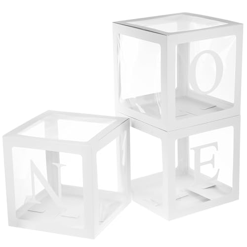 Abaodam 1satz Geburtstag Party Ballonboxen Mit Buchstaben-design Weiße Boxen Für Kreative Deko Für Kindergeburtstag Babyfeier Festliche Anlässe Hochwertiges Papiermaterial Stabil von Abaodam